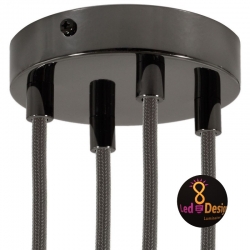 Rosace Vintage métal 4 trous perle noir